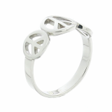 Sterling Silver Triple Peace Symbol Ring